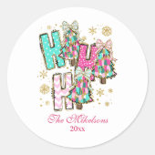 Sticker Rond Noël rose rétro (Devant)