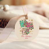 Sticker Rond Noël rose rétro