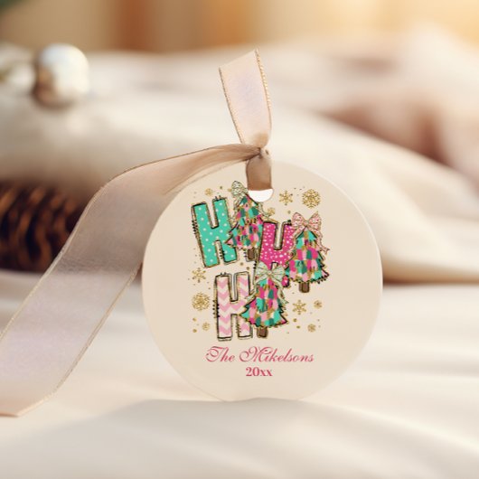 Sticker Rond Noël rose rétro