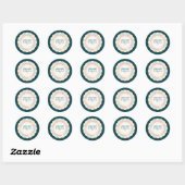 Sticker Rond Noël Rose Vert Rétro (Feuille)