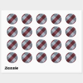 Sticker Rond Noël Rouge Buffalo Plaid Motif (Feuille)