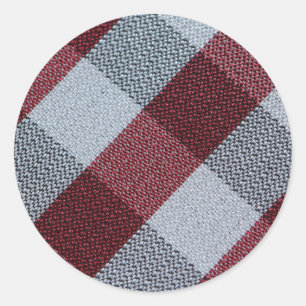 Sticker Rond Noël Rouge Buffalo Plaid Motif