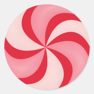 Sticker Rond Noël rouge de vacances de sucrerie de menthe