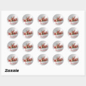 Sticker Rond Noël Rouge Elfes Beau Argent (Feuille)