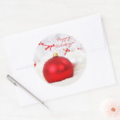Sticker Rond Noël Rouge Et Blanc Joyeuses Fêtes (Enveloppe)