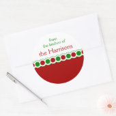 Sticker Rond Noël Rouge et Vert Polka Dot Baking Cadeau (Enveloppe)
