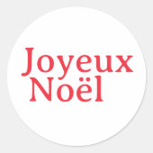 Sticker Rond Noël Rouge français "Joyeux Noël" (Devant)
