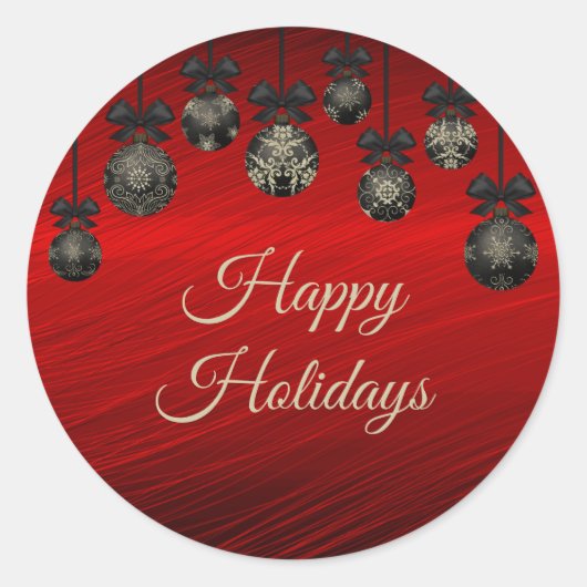 Sticker Rond Noël Rouge Noir Jours fériés élégants Hiver (Devant)
