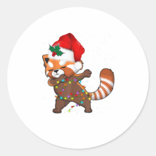 Sticker Rond Noël Rouge Panda Dabbing