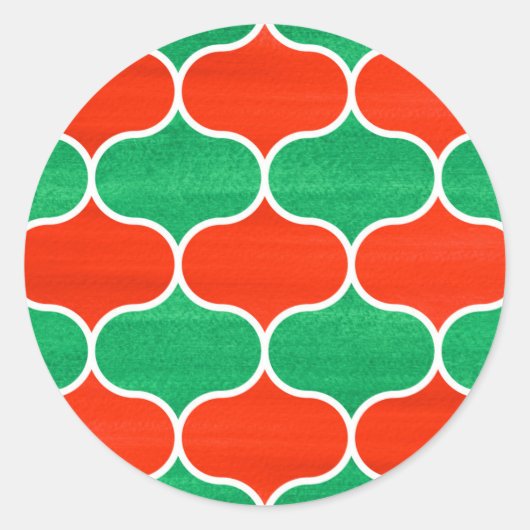 Sticker Rond Noël Rouge Vert écorce Motif d'oignon (Devant)
