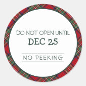 Sticker Rond Noël Rouge Vert Plaid Stewart Tartan (Devant)