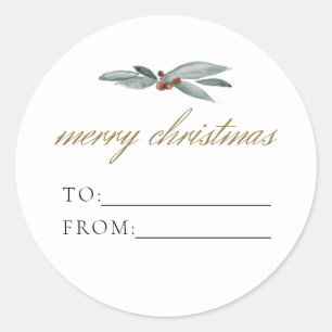 Sticker Rond NOEL Rustic Winter Berry à partir de Noël Cadeau