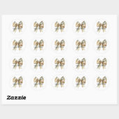 Sticker Rond Noel Rustique Blanc Vert Or Bow Personnalisé (Feuille)