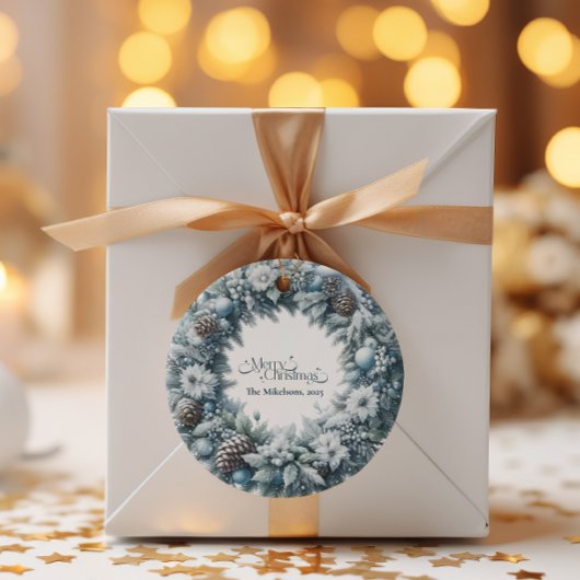 Sticker Rond Noël rustique bleu cosy