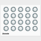 Sticker Rond Noël rustique bleu cosy (Feuille)
