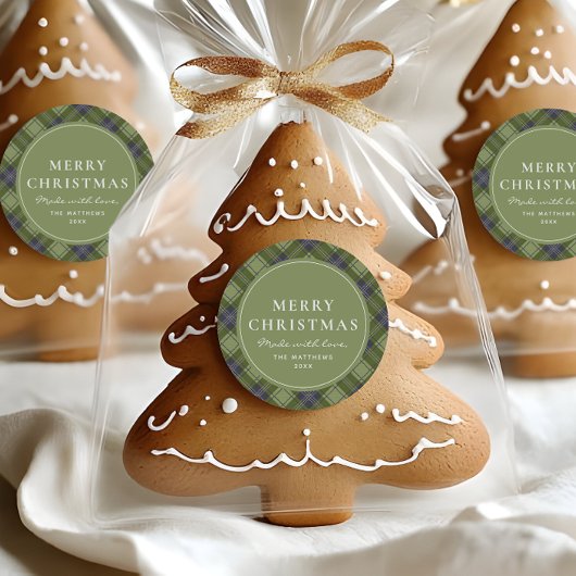 Sticker Rond Noël rustique et classique fait avec amour