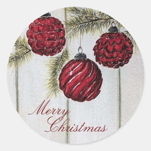 Sticker Rond Noël rustique minimaliste joyeux (Devant)