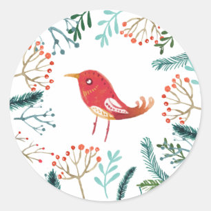 Sticker Rond Noël rustique naturel