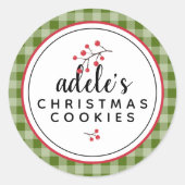 Sticker Rond Noël Rustique Plaid Personnalisé (Devant)