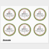 Sticker Rond Noël Rustique Plaid Personnalisé (Feuille)