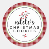 Sticker Rond Noël Rustique Plaid Personnalisé (Devant)