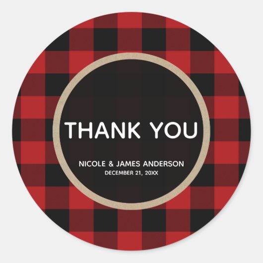 Sticker Rond Noël rustique Red Buffalo Plaid Favoriser (Devant)