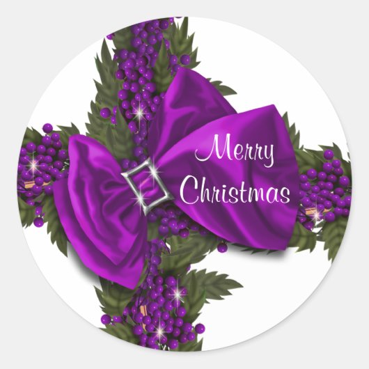 Sticker Rond Noël salutation sceaux violet PERSONNALISER (Devant)