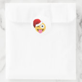 Sticker Rond noël santa claus winking emoji (Sac)