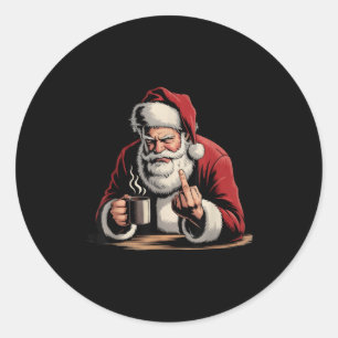 Sticker Rond Noël Santa Doigt D'honneur Sarcastique Xmas Drôle