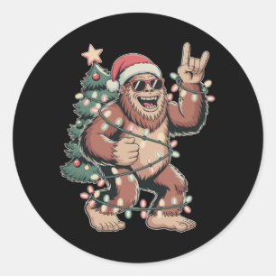 Sticker Rond Noël Sasquatch de Noël Sapin de Noël Sapin de Noël