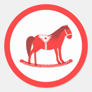 Sticker Rond Noël scandinave Cheval Rocking