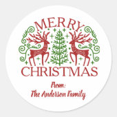 Sticker Rond Noël scandinave personnalisé (Devant)