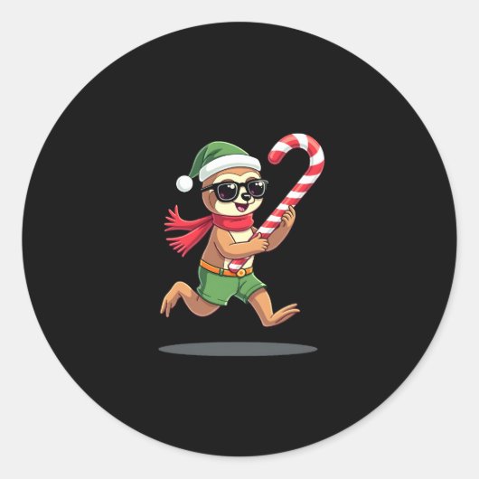 Sticker Rond Noël Sloth Elf Peppermenthe Sucre de canne Chemise (Devant)