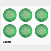 Sticker Rond Noël Snowflakes Vert & Or (Feuille)