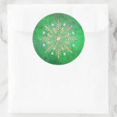 Sticker Rond Noël Snowflakes Vert & Or (Sac)