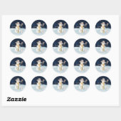 Sticker Rond Noël Snowman Rabbit Casquette Aquarelle (Feuille)