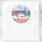 Sticker Rond Noël Snowman Snowflakes Sucres de canne (Sac)