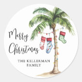 Sticker Rond Noël sur la plage (Devant)