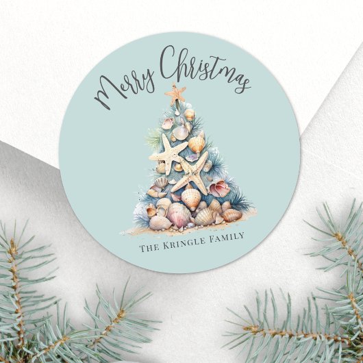 Sticker Rond Noël sur la plage