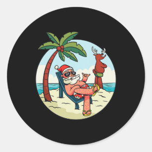 Sticker Rond Noël Sur La Plage Noël En Juillet