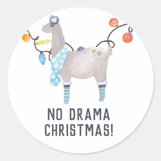 Sticker Rond Noël sur le thème de Llama (Devant)