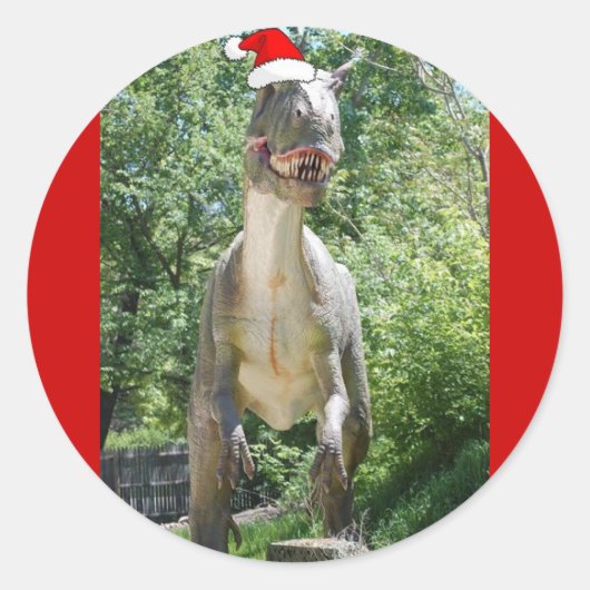 Sticker Rond Noël T-Rex Dinosaur (Devant)