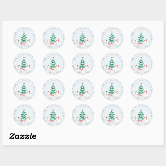Sticker Rond Noël tout blanc (Feuille)