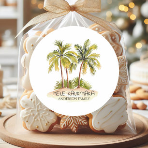Sticker Rond Noël tropical hawaïen Mele Kalikimaka