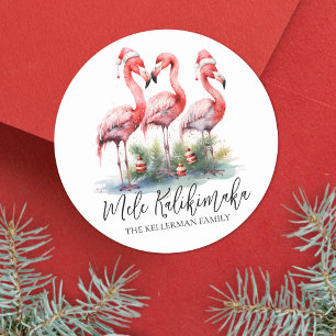 Sticker Rond Noël tropical Mele Kalikimaka