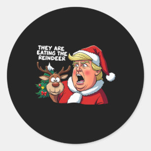 Sticker Rond Noël Trump Père Noël Ils Mangent Le Roi