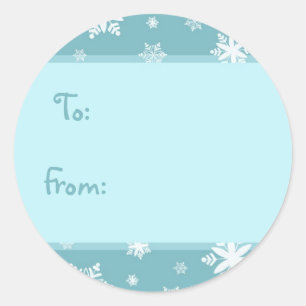 Sticker Rond Noël Turquoise Snowflakes Tags cadeaux