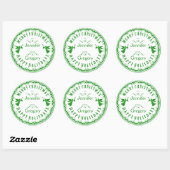 Sticker Rond Noël Typographique Vert & Blanc Avec Anges (Feuille)