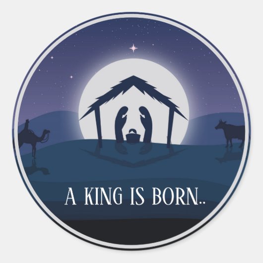 Sticker Rond Noël Un roi naît (Devant)