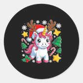 Sticker Rond Noël Unicorne mignonne Magique Noël Toddler Girls (Devant)